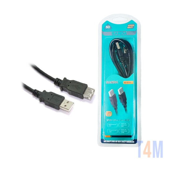 Cabo de Extensão USB Sanda SD-8099 1,5m Preto